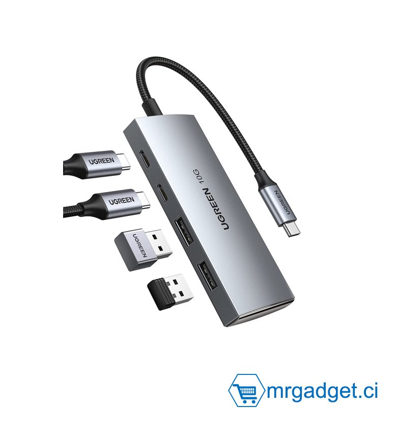 HUB USB C 10 Gbit/s, 2 ports USB C 3.2 Gen 2 