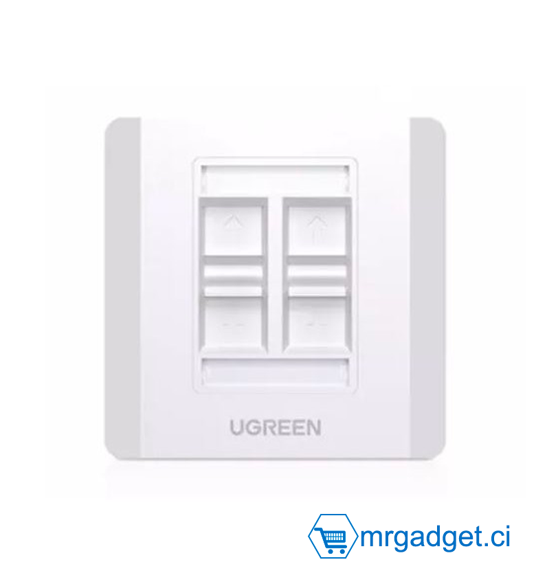 UGREEN NW144 80443 support mural pour perles réseau et téléphone, matière plastique , 1 pièce avec 4 trous rj45 - rj11, blanc #10127