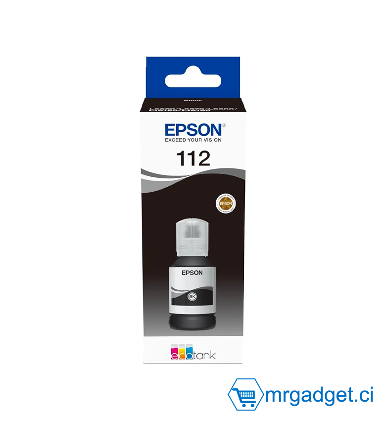 Bouteille d'encre Epson 112 pigment pour imprimantes EcoTank - Noir