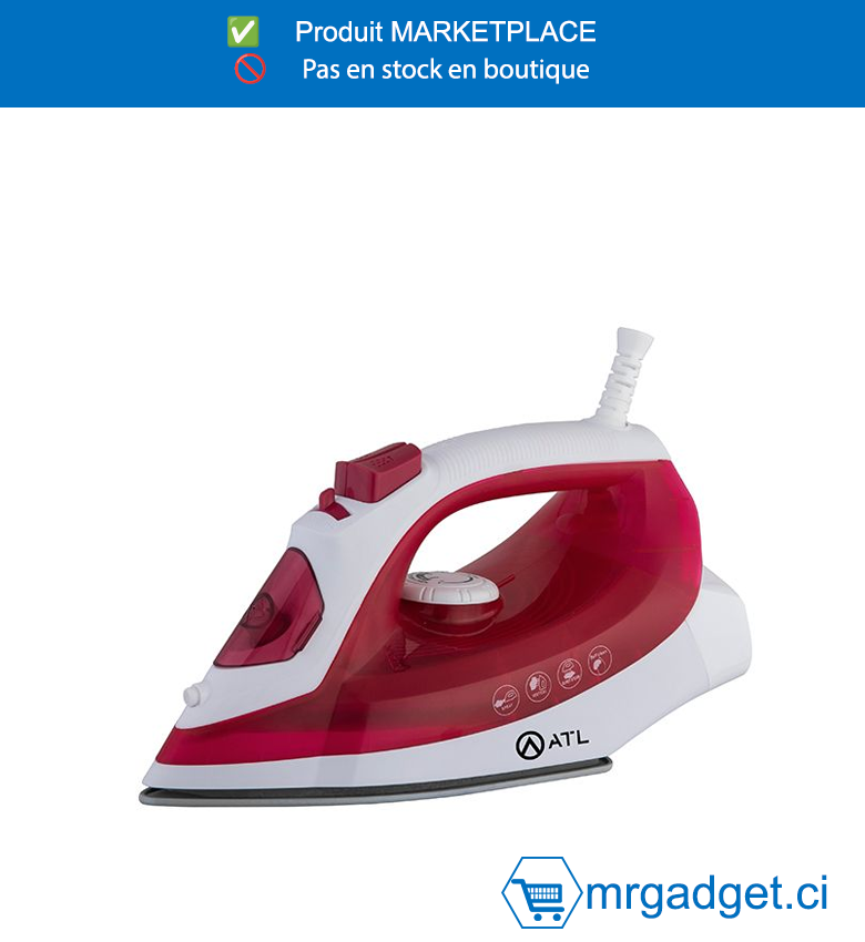 ATL- ATL-SW619-FER A REPASSER ATL A VAPEUR 1200W/ ROUGE BLANC/  FONCTION SELF CLEANING/ CORDON FLEXIBLE 360°/ PROTECTION CONTRE SURCHAUFFE (10PC/CRT)
