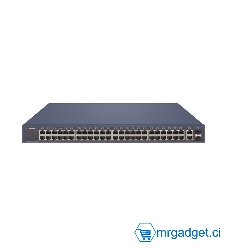 HIKVISION DS-3E1552P-SI - Switch -  Commutateur POE intelligent Gigabit 48 ports - Gigabit PoE, 2 ports Gigabit RJ45, 2 ports fibre optique