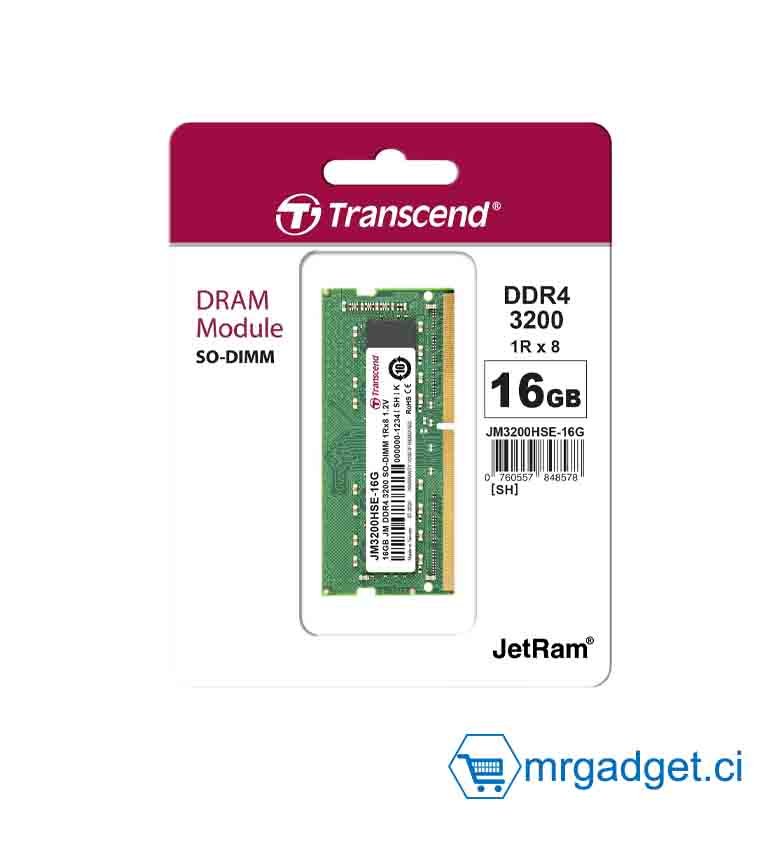 Transcend RAM pour ordinateur portable 16 GB DDR4 RAM -3200 MHz