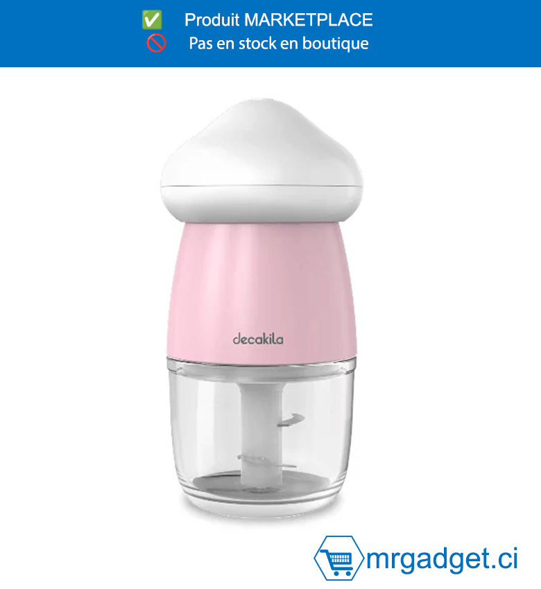 DECAKILA- KMMG006Z- PREPARATEUR D'ALIMENTS  POUR BEBES SANS FIL 300g ,3 lames Commande par bouton à une  vitesse, commande par pression Avec 1 ligne de  chargement USB