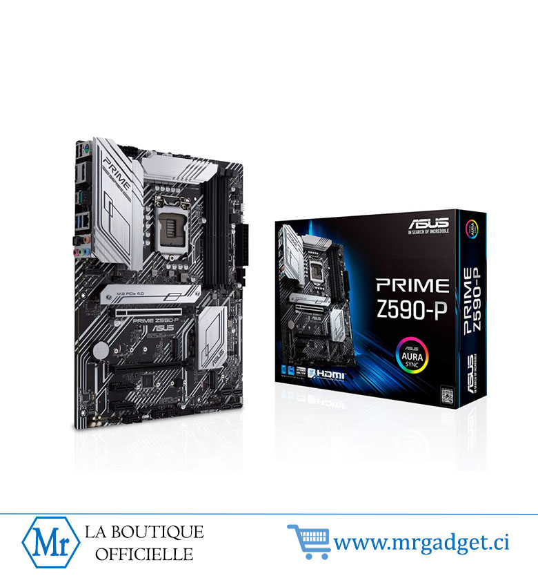 Asus Prime Z590-P - Carte Mère Intel LGA 1200 ATX, PCIe 4.0, 3x M.2, 2,5 Gb Ethernet, Thunderbolt 4, Aura Sync