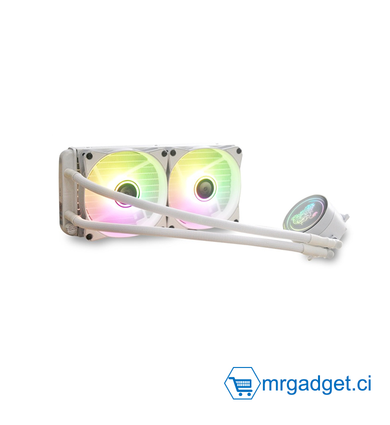 Kit Watercooling AIO 240 mm ARGB - Compatible AMD et Intel, Installation Facile, Blanc