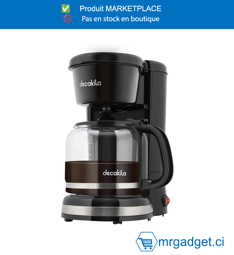 DECAKILA-  KECF018B- MACHINE A CAFE  1.25L/750W (10 TASSES), Extérieur en acier  inoxydable Plaque chauffante antiadhésive  Avec minuterie programmable Avec affichage , Protection contre l'ébullition à sec Avec filtre