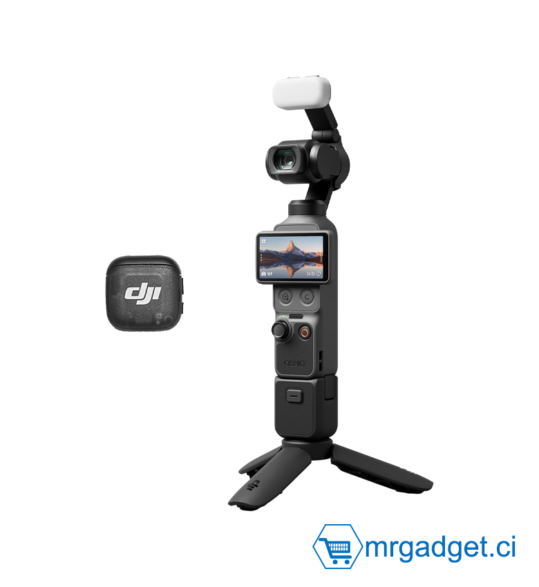 Bundle Créateur DJI Osmo Pocket 4, caméra vlog de Poche avec nacelle, capteur CMOS 1 Pouce et 4K/240 IPS, stabilisation sur 3 Axes, Stockage intégré de 107 Go, émetteur Mic 3