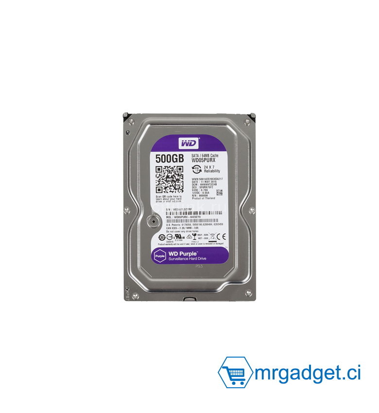 Western Digital WD Purple 500 Go - Disque Dur Interne Spécial Vidéosurveillance et Caméra CCTV