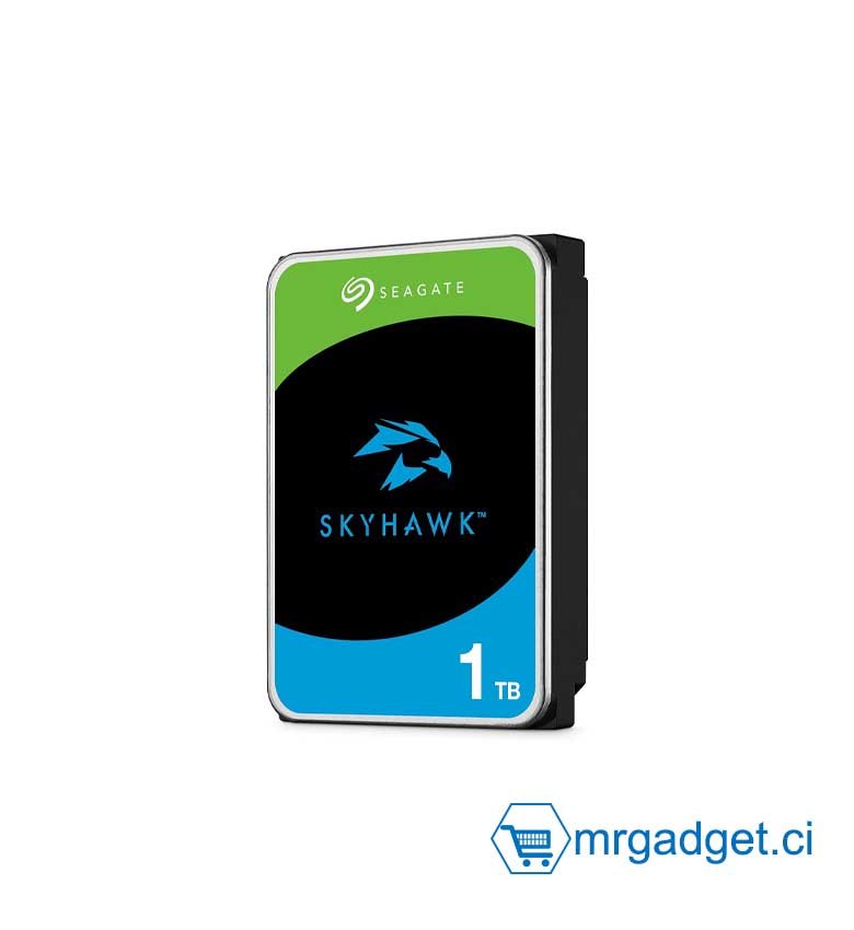Seagate SkyHawk 1 To, Disque dur interne HDD, 3,5" SATA 6 Gbit/s, 64 Mo mémoire cache, pour système de caméras de sécurité