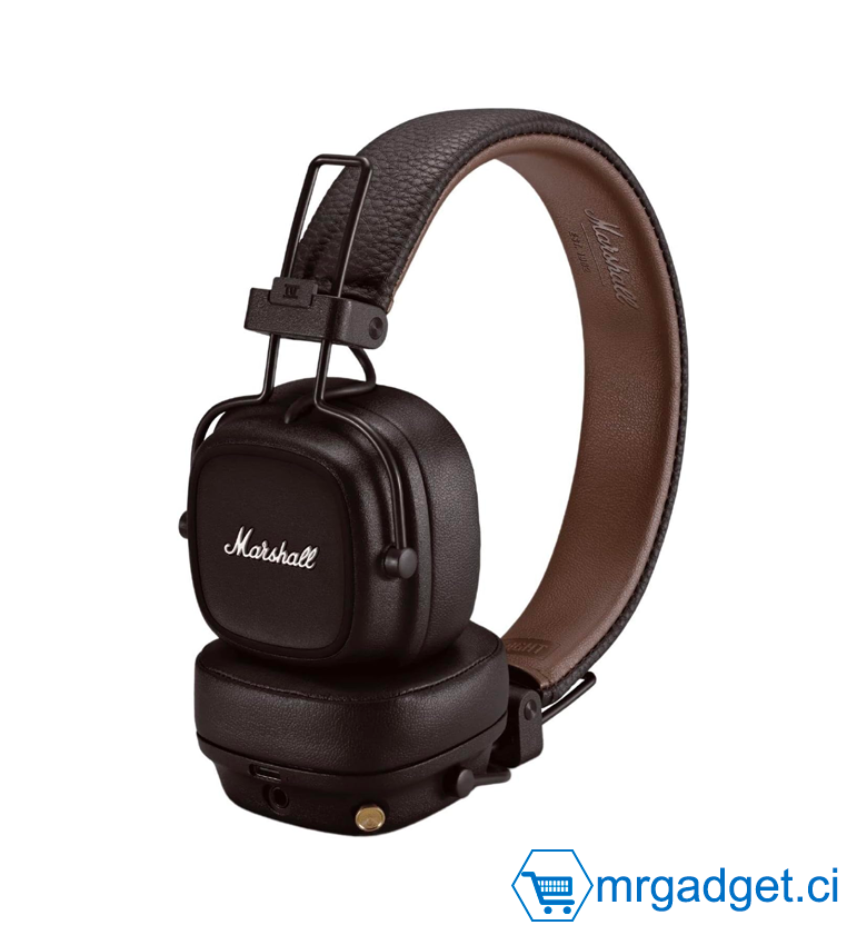 Marshall Major IV - Casque Bluetooth pliable, jusqu'à 80h d'autonomie, Marron