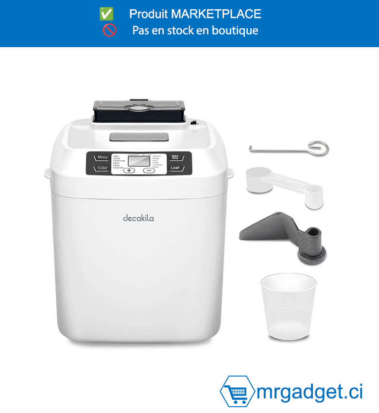 DECAKILA MACHINE A PAIN - KEBR001W - Moule à pain rectangulaire Panneau de commande à membrane en  plastique Avec matériau en alliage  d'aluminium, moule à pain pulvérisé avec revêtement antiadhésif Écran LCD 6 boutons