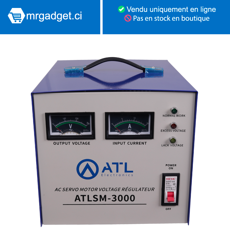 STABILISATEUR ATL 3000 VA -  Affichage A Aiguille -  Ac Servo Motor (02 Pcs - Crt) - Atlsm-3000