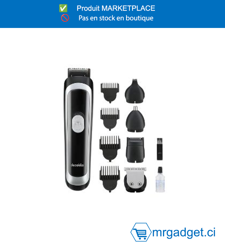 DECAKILA-KMHR017W-TONDEUSE POUR HOMME  5EN1,accessoires interchangeables Utilisation  humide et sèche IPX5 étanche  Avec 1 tondeuse à cheveux de 30 mm Avec 1  tondeuse à cheveux de 38 mm Avec 1 rasoir