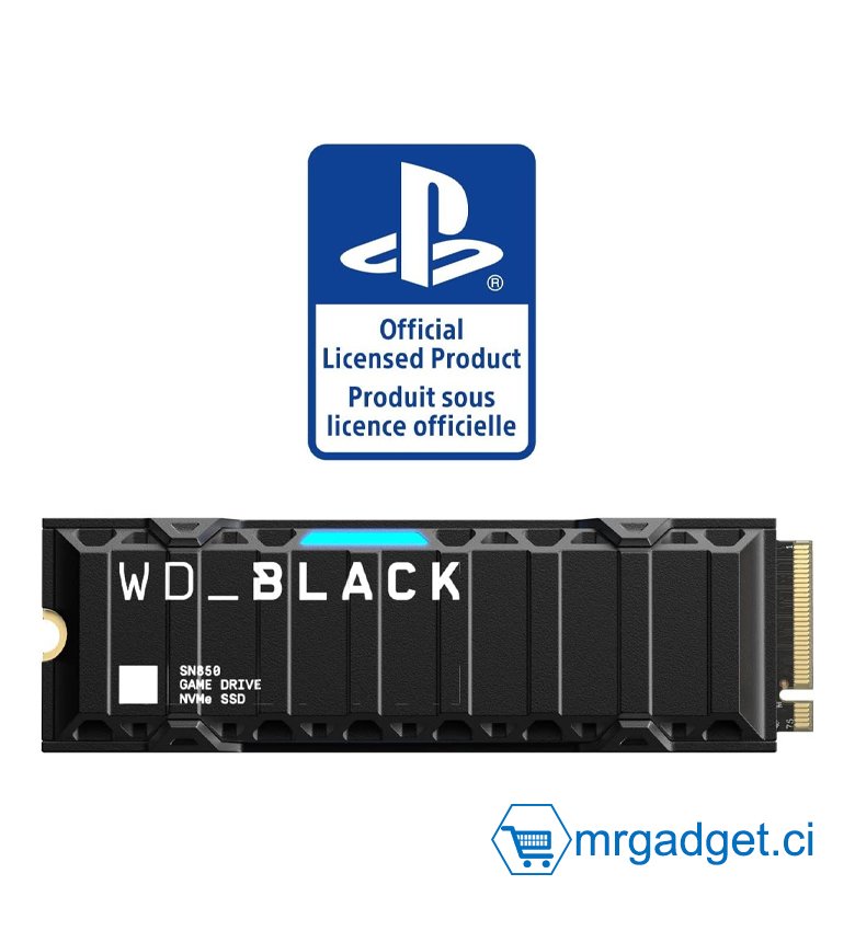 Disque dur SSD pour PS5 - WD_BLACK SN850 2TB NVMe SSD - Sous Licence Officielle pour PS5 consoles - jusqu'à 7000 Mo/s
