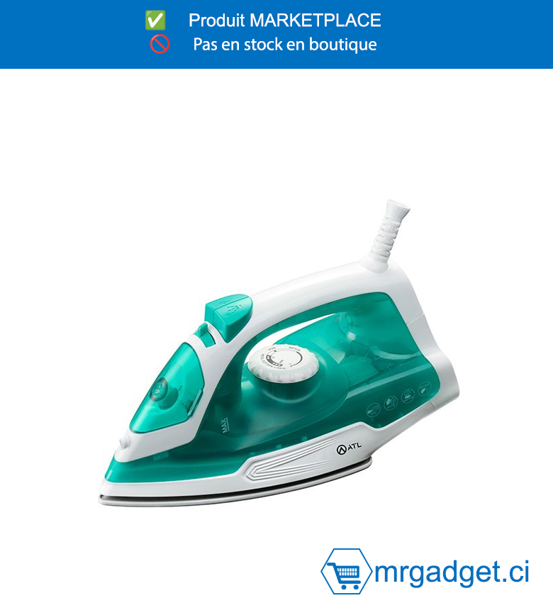 ATL- ATL-SW101 -FER A REPASSER ATL A VAPEUR 1200W/ VERT BLANC/ FONCTION SELF CLEANING/ CORDON FLEXIBLE 360°/ PROTECTION CONTRE SURCHAUFFE (12PC/CRT)