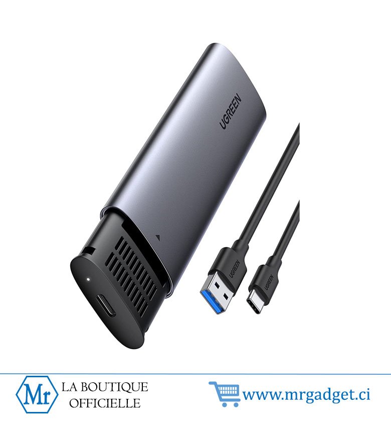 UGREEN Boîtier SSD SATA M.2, USB 3.1 Gen 2 vers M2 NGFF vers M.2 M+B/B-Key Caddy 2280/2260/2242/2230 Lecteur de disque externe Thunderbolt 3 compatible avec WD Blue 3D/GREEN, Samsung 860 EVO , Crucial   #10026