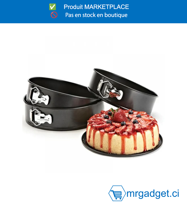DECAKILA LOT DE 3 MOULES GATEAU A CHARNIERE - KMTT078B - ,Taille : 18*6,8 cm/20*7 cm/22*7 cm Matériau : Acier au carbone avec revêtement antiadhésif Épaisseur : 0,4 mm Poids : 230 g/260 g/310 g Sans BPA Passe au four jusqu'à 230 ℃