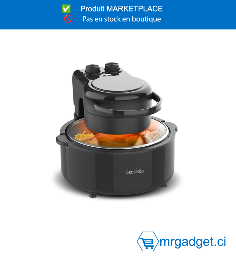 DECAKILA FRITEUSE A AIR ÉLECTRIQUE - KEEC045B - Panier et casserole amovibles La poêle peut être  lavée au lave-vaisselle Avec protection contre la  surchauffe Minuterie de 60 minutes arrêt  automatique pour une cuisson précise