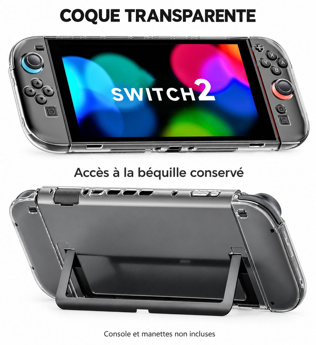 Coque de protection Nintendo Switch 2 – Transparente en PC rigide, pour console et Joy-Con 2