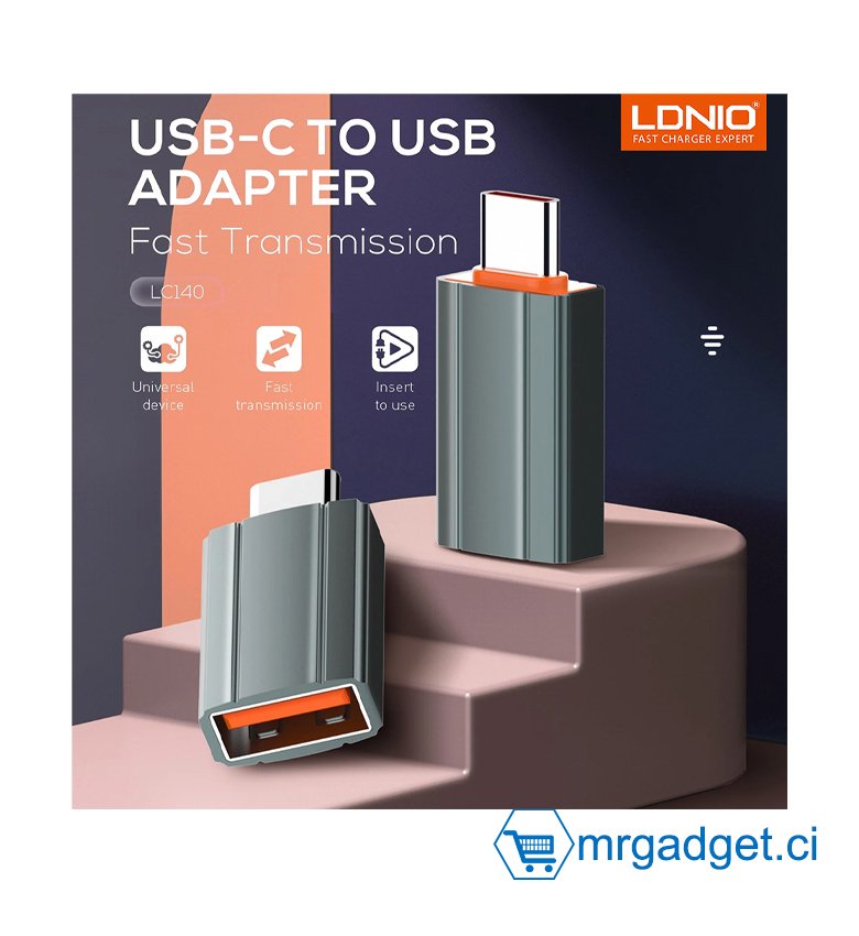 LDNIO LC140 - Adaptateur portable Type-C vers