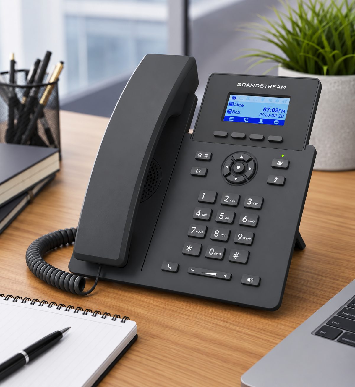 Grandstream GRP2601W – Téléphone IP Wi-Fi de Bureau, 2 Comptes SIP, Audio HD et Conférence à 5 Participants