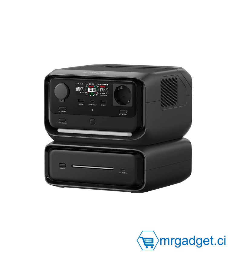 EcoFlow River 3 Max (River 3 Plus & EB300) Station d'alimentation Portable, Batterie LFP 572 Wh, Sortie 1200 W, UPS < 10 ms, Connexion sans Fil, générateur Solaire pour Camping et Camping-Car