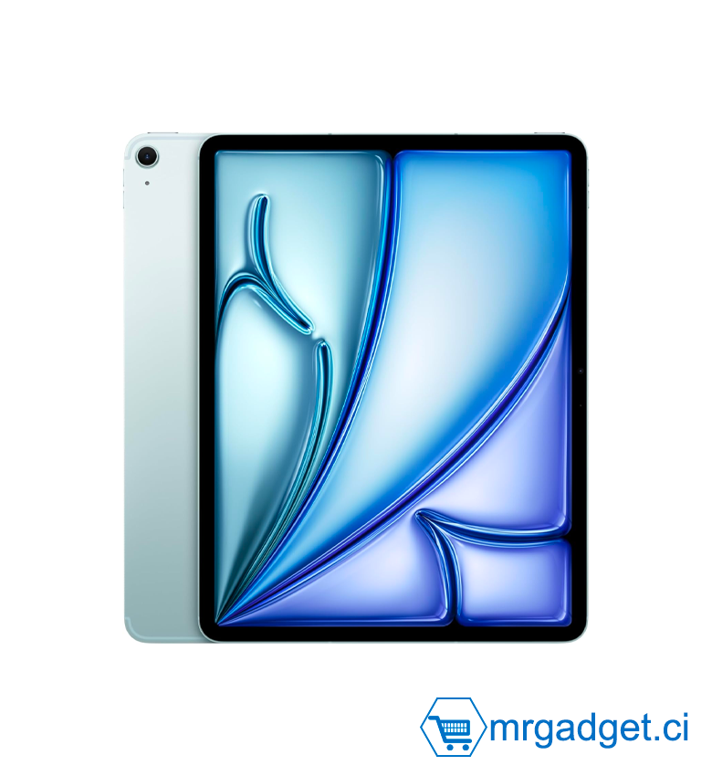 Apple iPad Air 13" Puce M3  7ème génération  Apple Intelligence, écran Liquid Retina, 128 Go, caméras Avant/arrière 12 Mpx, Wi-FI 6E et connectivité cellulaire 5G, Touch ID, Tablette IPad – Bleu