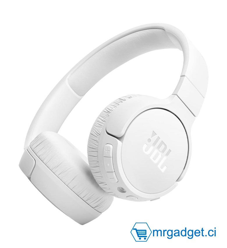 JBL Tune 670NC - Casque Bluetooth supra-auriculaire, Bluetooth 5.3, réduction de bruit adaptative, jusqu'à 70h d'autonomie, Blanc