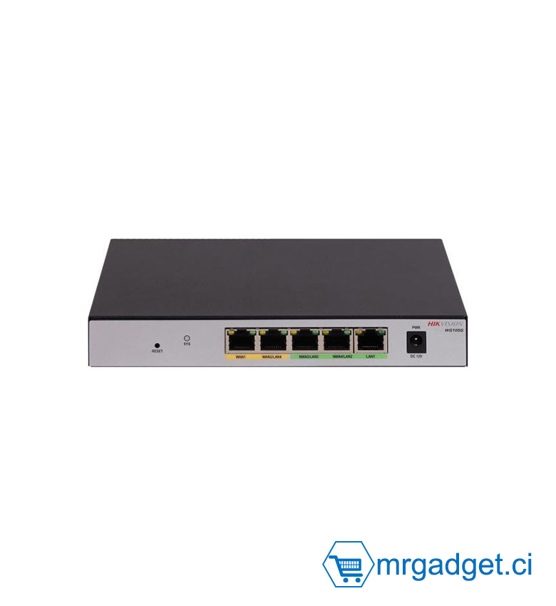 Hikvision DS-3WG105G-SI - Passerelle de Sécurité Routeur Multi-WAN Gigabit - 5 Ports 10/100/1000 Mbps - Support VPN IPSec/OpenVPN - Intégration Hik-Partner Pro - Idéal pour Sécurisation Réseau et Accès Distant NVR