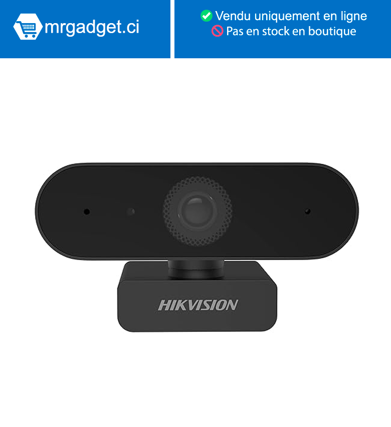 HIKVISION DS-U02 Webcam 1080p, grand angle sans distorsion, réduction du bruit, Plug, Play, numérique, Zoom/WebEx/Skype/Teams/PC portable/cours en ligne/webinaire/conférence, noir