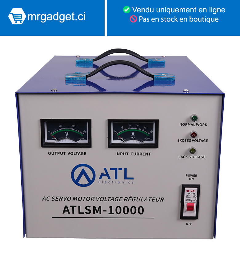 STABILISATEUR ATL 10 000 VA -  Affichage A Aiguille -  Ac Servo Motor (01 Pc - Crt) - ATLSM-10000
