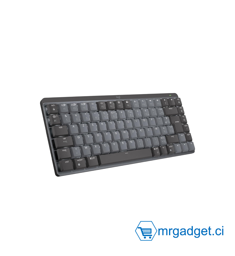 Logitech MX Mechanical Mini - Clavier Mécanique Sans Fil Compact Rétroéclairé, Bluetooth/USB-C, Métal, AZERTY Français - Gris