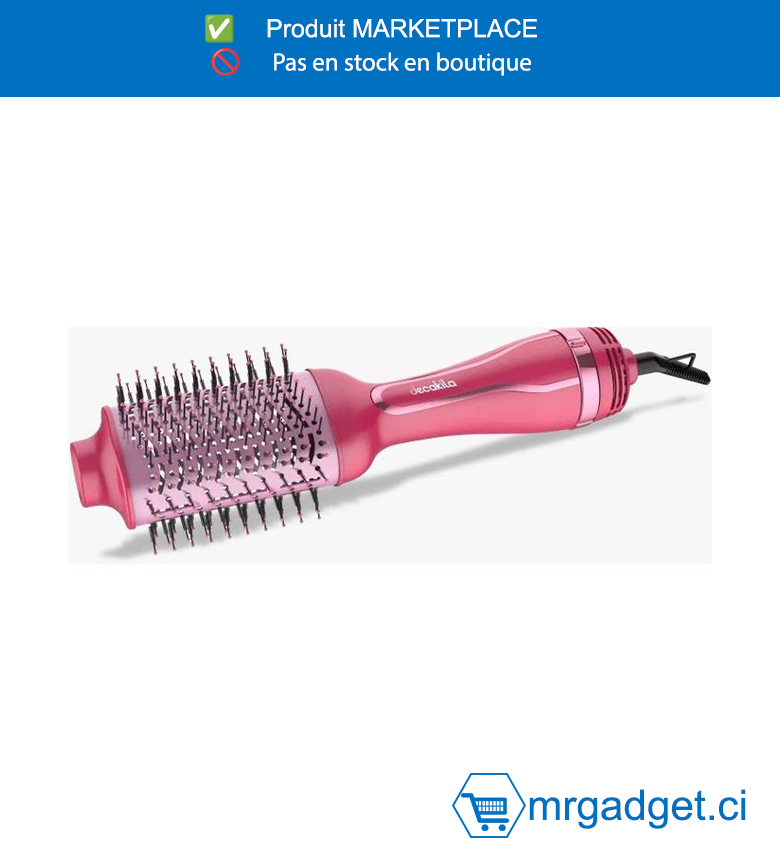 DECAKILA-KEHS033R-BROSSE CHEVEUX  THERMIQUE 1200W, Avec fonction ionique 2 vitesses et 3  réglages de chaleur  Moteur à courant continu Cordon pivotant à 360  ° Avec cordon de 1,8 M Emballé par boîte de  couleur