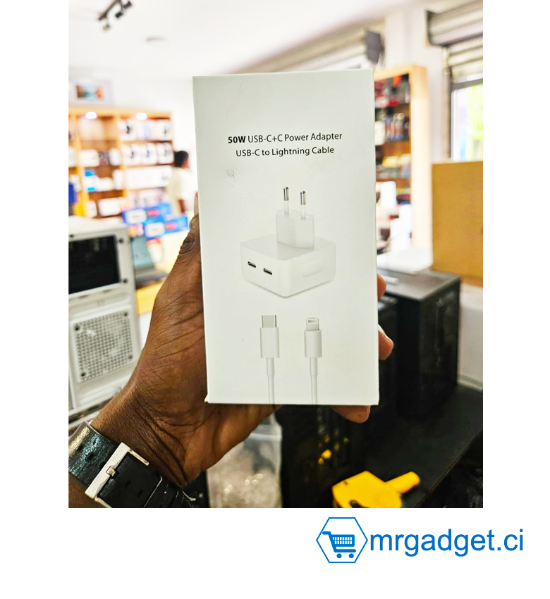 Adaptateur secteur USB-C 50 W avec câble Lightning - charge rapide iPhone