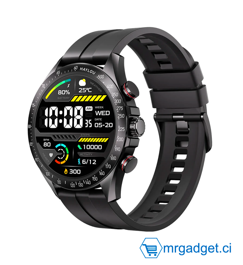 Haylou Solar Pro - Montre connectée AMOLED 1,43", Appel Bluetooth, Étanche, Noir