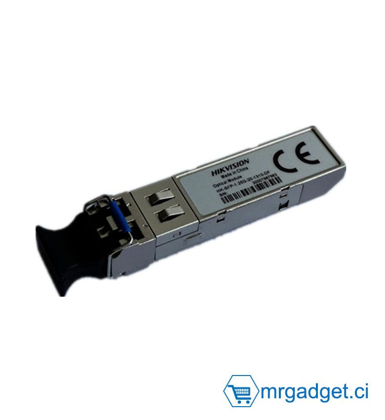 Hikvision HK-SFP-1.25G-20-1310-DF - Module SFP Gigabit 1.25 Gbps - Fibre Monomode Double Brin (Dual Fiber) - Portée 20km - Longueur d'Onde 1310nm - Idéal Liaison Switch et NVR Longue Distance