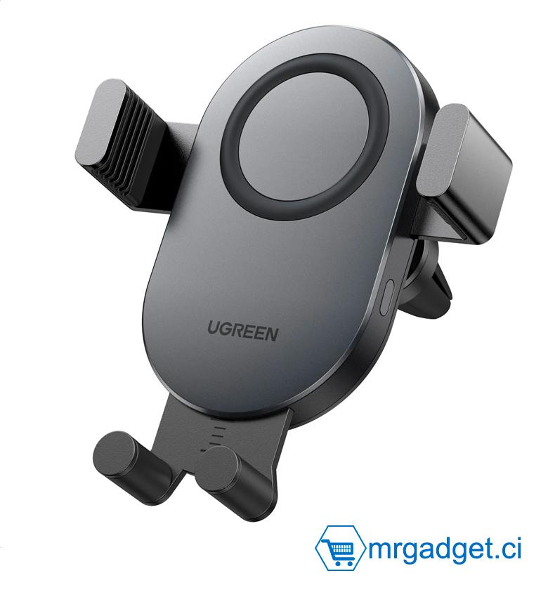 Chargeur de voiture sans fil UGREEN CD256 40118 – Support de téléphone pour grille d'aération, charge Qi 15W, noir