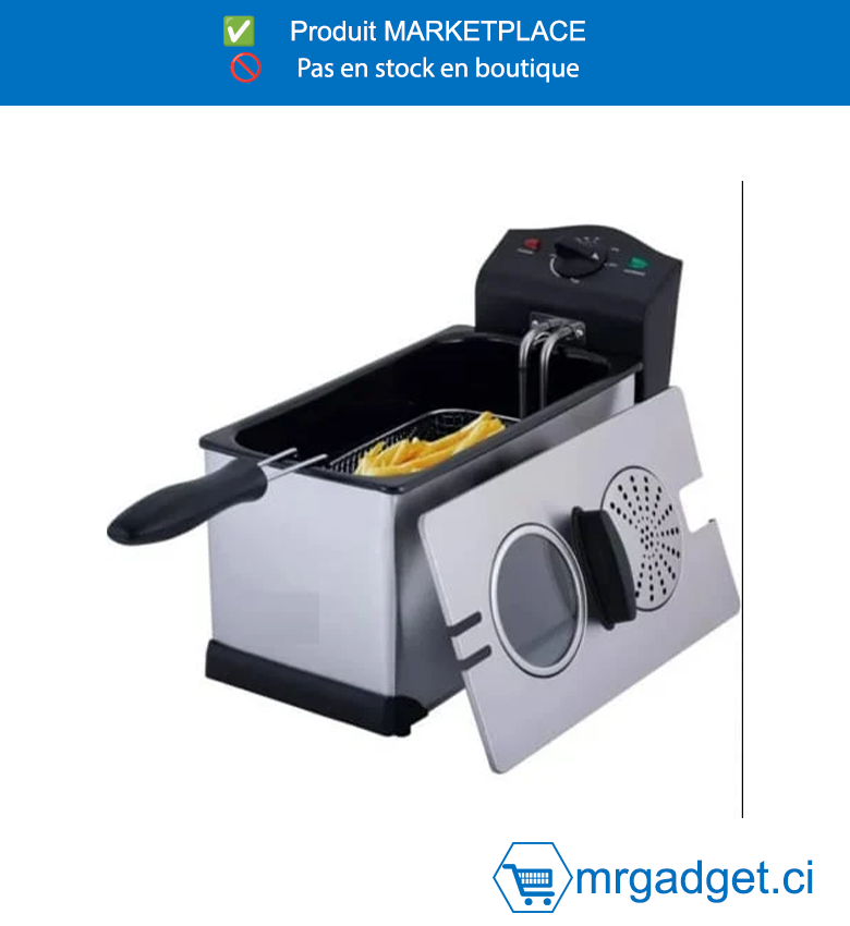 DECAKILA FRITEUSE -KEEC056M- Élément chauffant en acier inoxydable 304  Couvercle supérieur avec fenêtre visible