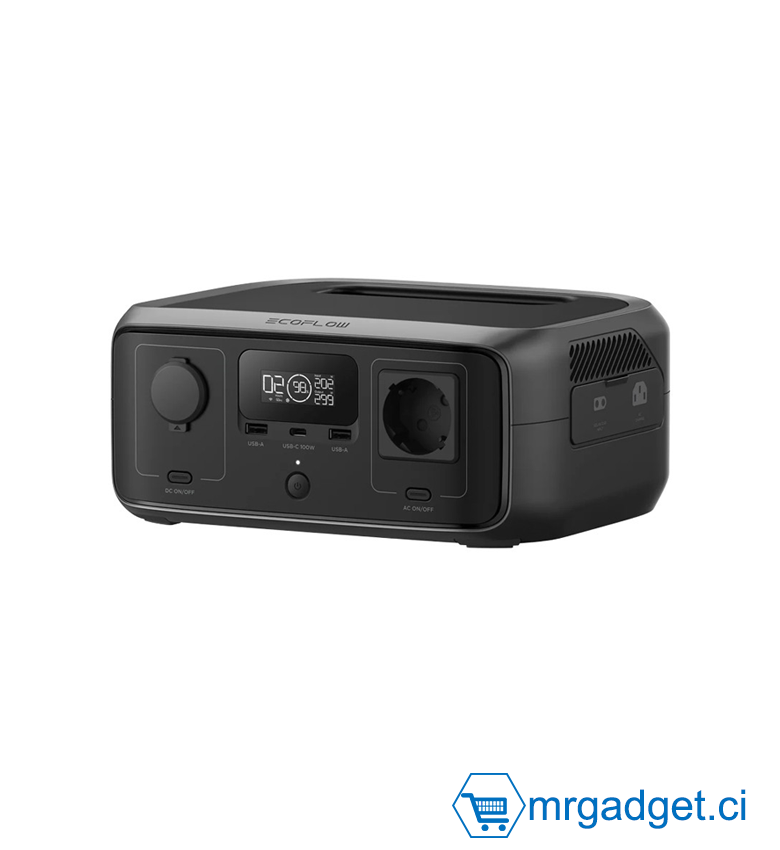 EcoFlow Station électrique portable RIVER 3, 245 Wh de capacité, 600W de puissance de sortie, durée de fonctionnement double avec technologie GaN, pour l'extérieur, camping et RV