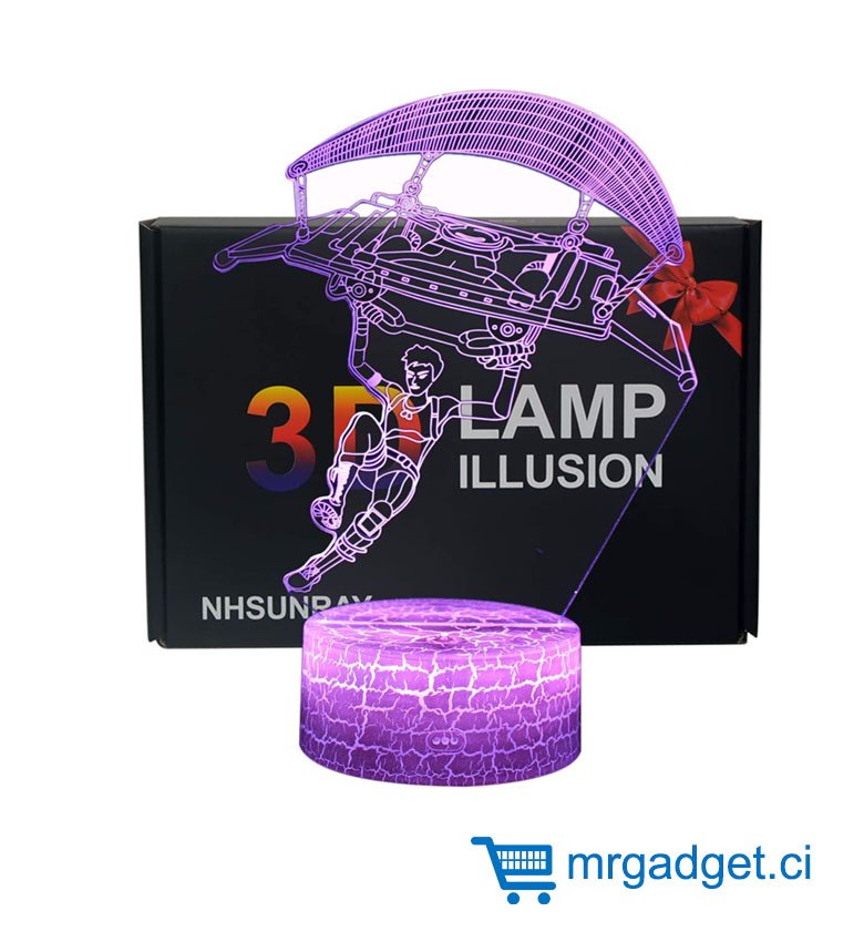 Decors 3D Illusion Lampe 7 couleurs Changement Optique Tactile Lumière USB et Télécommande Art Déco Faites Une Ambiance Romantique cadeau d'anniversaire de Noël Saint Valentin (Parachutisme)