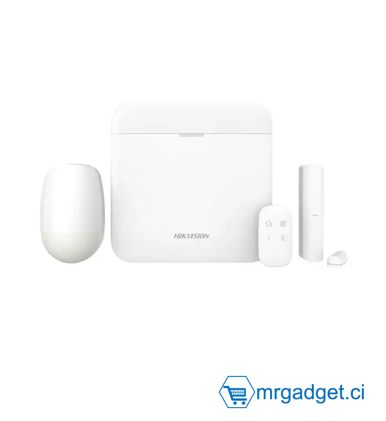 Hikvision AX PRO DS-PWA64-KIT-WE - Kit de Ax Pro (comprend 2 capteurs + 1 telecommande ) - Système d'alarme sans fil - Gère jusqu'au 64 Zones ou Equipements (Detecteur, Capteur…) Connectivité :TCP/IP, Wi-Fi et GPRS (Puce) - Fréquence : 868MHz