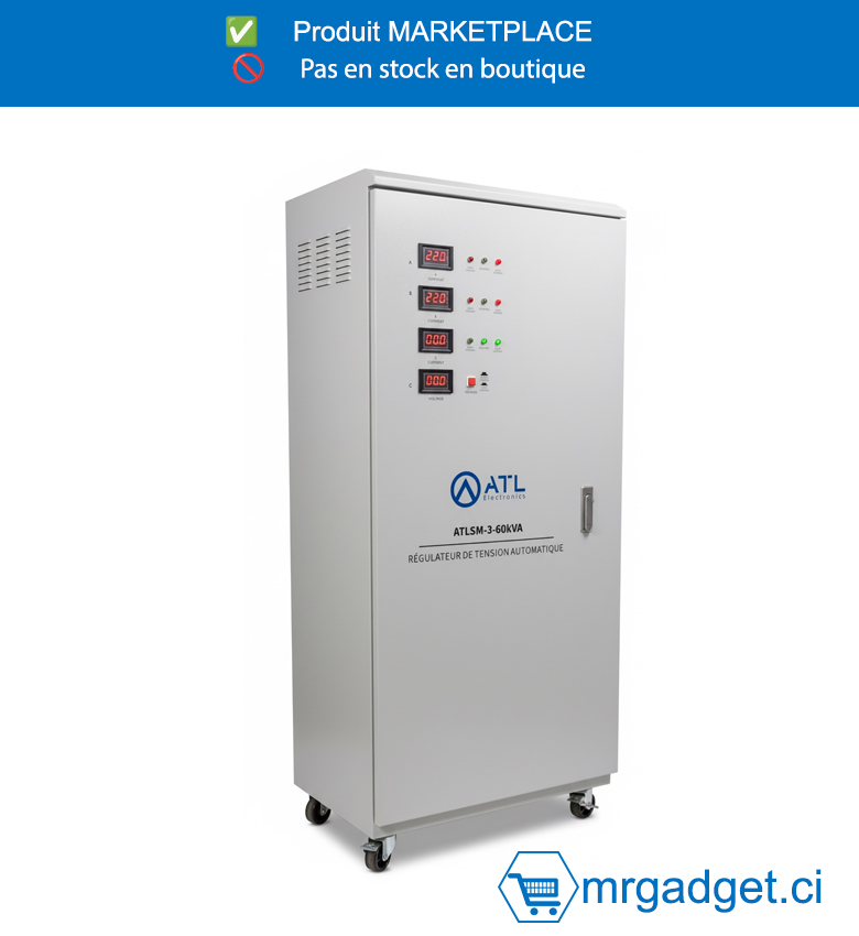 ATL-ATLSM-3-60KVA-STABILISATEUR ATL 60 000 VA/ TRIPHASÉ/ AFFICHAGE A AIGUILLE/ AC SERVO MOTOR (01 PC/CRT)