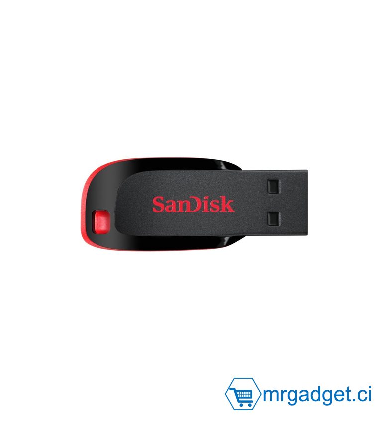 Clé USB 2.0 SanDisk Cruzer Blade 4 Go – Stockage portable noir et rouge