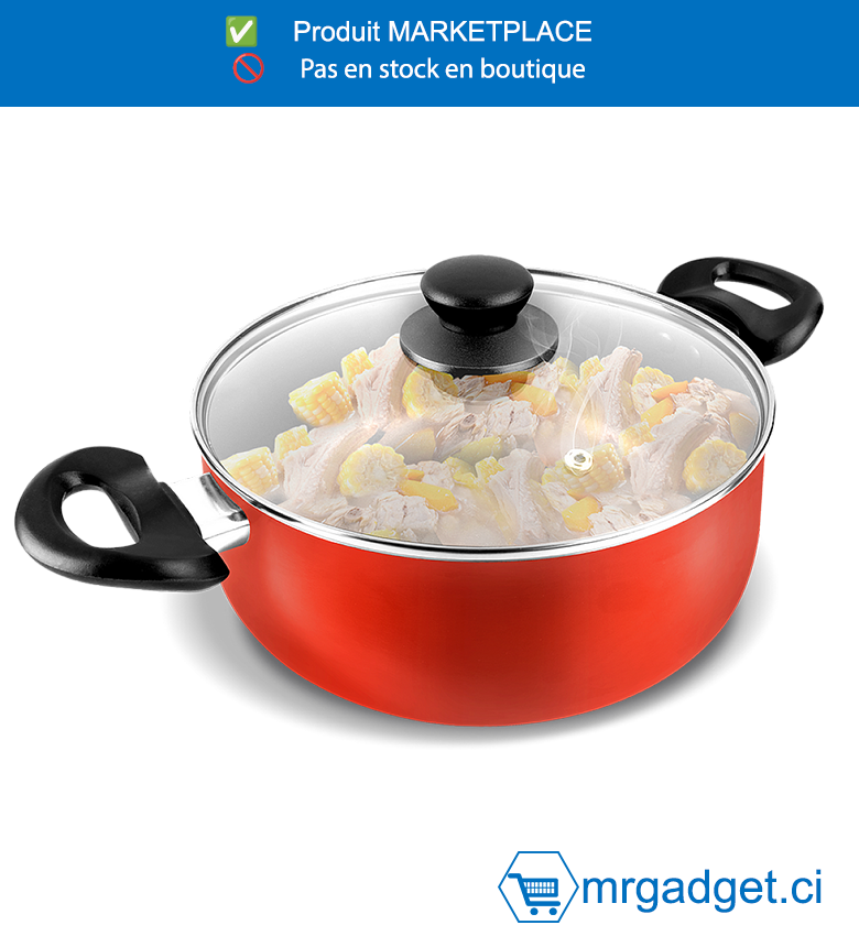 DECAKILA CASSEROLE - KMEP009B - Taille : 9,5 pouces (24*11 cm) Épaisseur : 2,3 mm Poids : 1,3 kgMatériau : aluminium Avec couvercle Revêtement antiadhésif double couche Sans induction électromagnétique