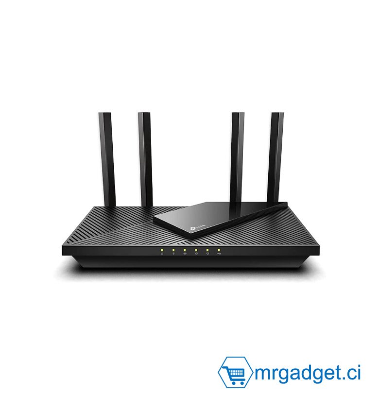 TP-Link Routeur WiFi 6 , Routeur WiFi AX 3000 Mbps bi-bande, WiFi 6, 5 ports Gigabit, Port USB 3.0, 4 antennes à haute performance, OneMesh, WPA3, Contrôle parental, Antivirus intégré, (Archer AX55)