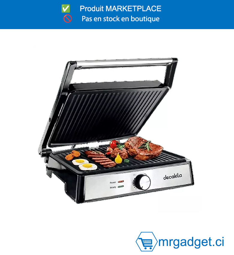 DECAKILA GRILLE DE CONTACT - KEEC079M - Avec fonction de minutage  Avec fonction de contrôle de la température  Poignée froide et sûre   Revêtement antiadhésif pour un nettoyage facile