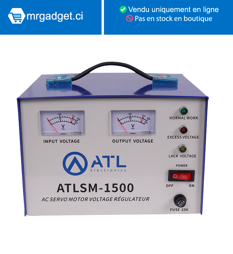 STABILISATEUR ATL 1500 VA -  Affichage A Aiguille -  Ac Servo Motor (04 Pcs - Crt) - ATLSM-1500