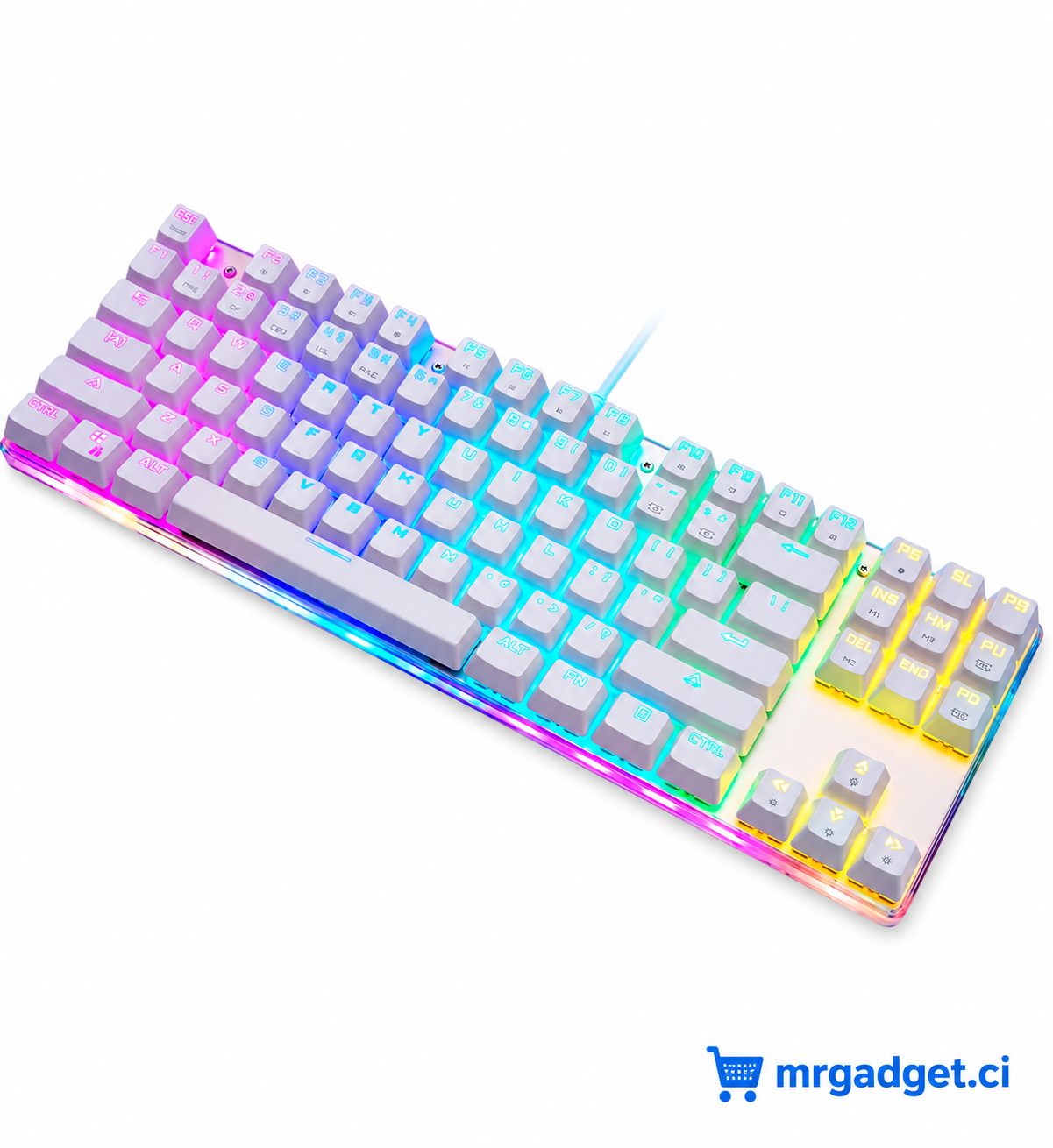 Clavier mécanique Gamer/Gaming MOTOSPEED K87S blanc RGB – Switchs Rouge, USB