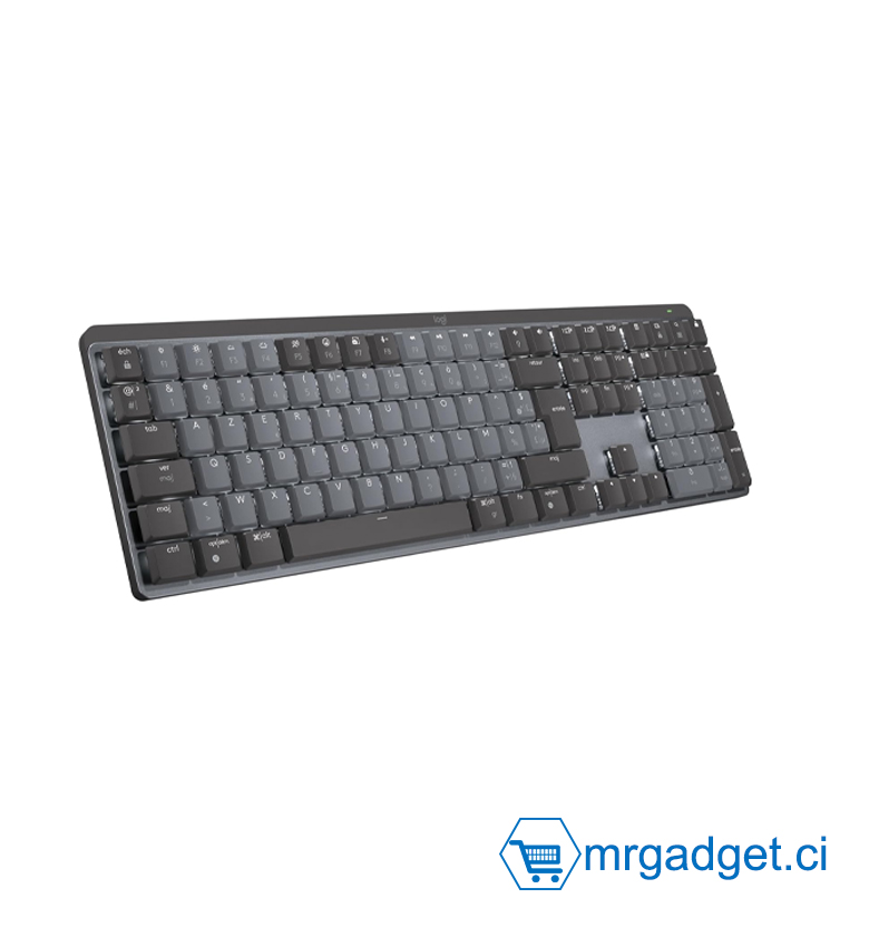 Logitech MX Mechanical - Clavier Mécanique Sans Fil Rétroéclairé, Bluetooth/USB-C, Boutons Tactiles Silencieux, Métal, AZERTY Français - Gris