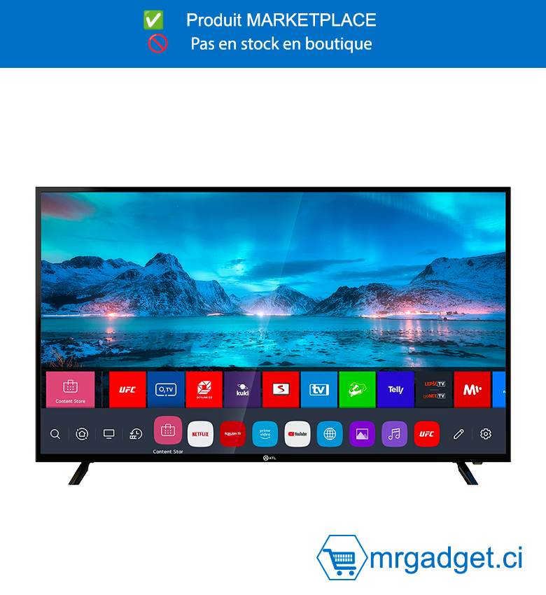 TV LED ATL 70" - Smart TV - Android 12 - 4k UHD - Frameless - HDR 10 – Screencast - Bluetooth - Decodeur Integre – ATL-70V7S